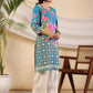 Juniper Women's Blue Rayon Floral Printed Straight Kurta - Swadesiicart