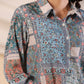 Juniper The Ornamental Blooms Women Silk Floral Printed Blue Shirt With Pants Co-Ord Set - Swadesiicart