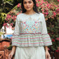 Juniper Women's Mint Floral Printed Peplum Co-Ord Set With Kantha Work & Beads - Swadesiicart