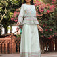 Juniper Women's Mint Floral Printed Peplum Co-Ord Set With Kantha Work & Beads - Swadesiicart