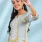 Juniper Grey Rayon Floral Printed Round Neck Kurta With Beadwork - Swadesiicart