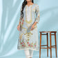 Juniper Grey Rayon Floral Printed Round Neck Kurta With Beadwork - Swadesiicart