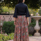 Juniper Women's Solid Liva Rayon Black Shirt With Multi Color Skirt Co-Ord Set - Swadesiicart