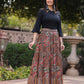 Juniper Women's Solid Liva Rayon Black Shirt With Multi Color Skirt Co-Ord Set - Swadesiicart