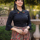 Juniper Women's Solid Liva Rayon Black Shirt With Multi Color Skirt Co-Ord Set - Swadesiicart