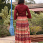 Juniper Women's Solid Liva Rayon Rust Shirt With Multi Color Skirt Co-Ord Set - Swadesiicart