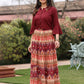 Juniper Women's Solid Liva Rayon Rust Shirt With Multi Color Skirt Co-Ord Set - Swadesiicart