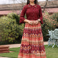 Juniper Women's Solid Liva Rayon Rust Shirt With Multi Color Skirt Co-Ord Set - Swadesiicart