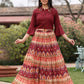 Juniper Women's Solid Liva Rayon Rust Shirt With Multi Color Skirt Co-Ord Set - Swadesiicart