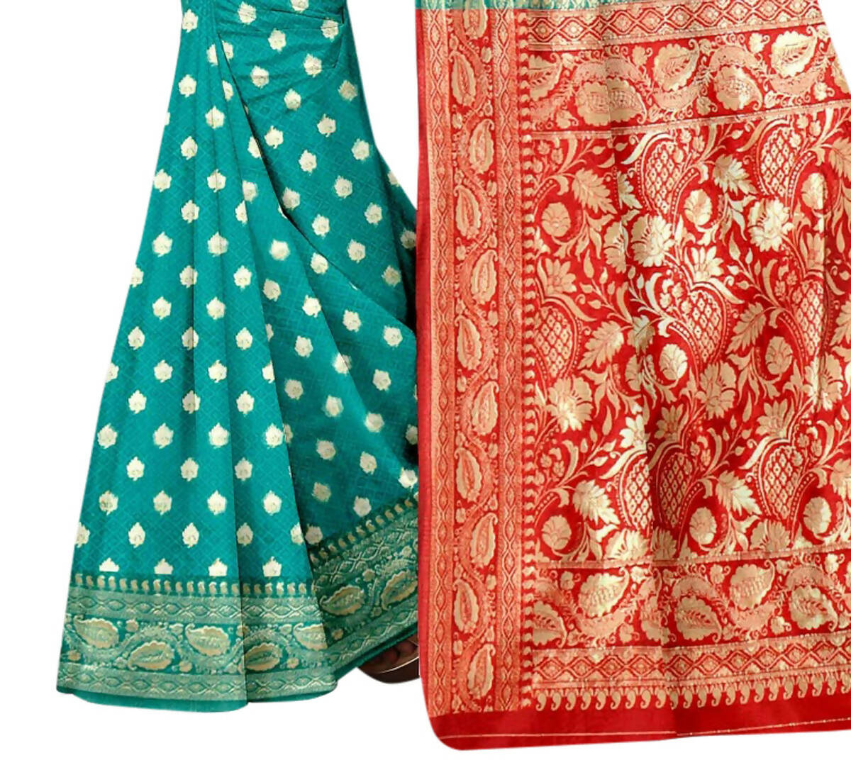 Vamika Rama Green Weaving Banarasi Jacquard Saree | Swadesiicart
