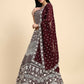 Brown Georgette Thread Embroidered Lehenga Choli with Dupatta - Tanya