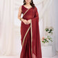 Maroon Rangoli Silk Solid, Lace Border Ready To Wear Saree - Kashvi | Swadesiicart