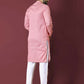 Anaita Pink Solid Soft Jacquard Silk Straight Kurta