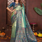 Aastha Fashion Sea Green Tissue Silk Weaving Saree