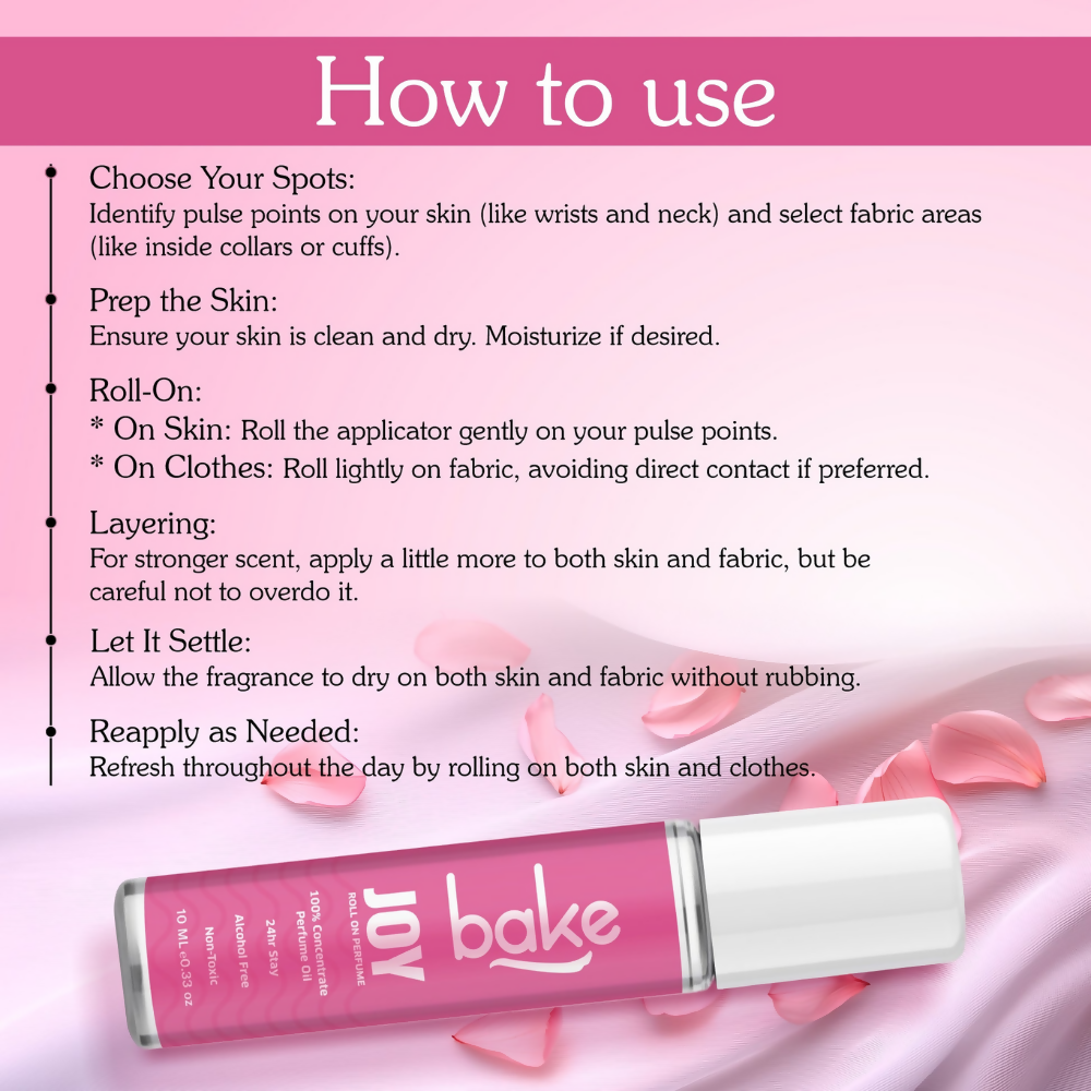 Bake Joy 100% Concentrated Perfume Oil Roll on Fragrance For Men & Women - Peony | Swadesiicart