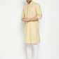 Even Apparels Beige Pure Cotton Long Men's Kurta With Band Collar | Swadesiicart