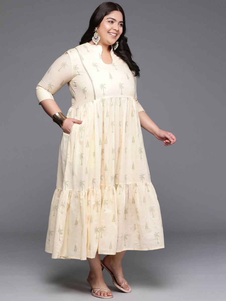 Ahalyaa Women's Traditional wear Ethnic Dress - Off White | Swadesiicart