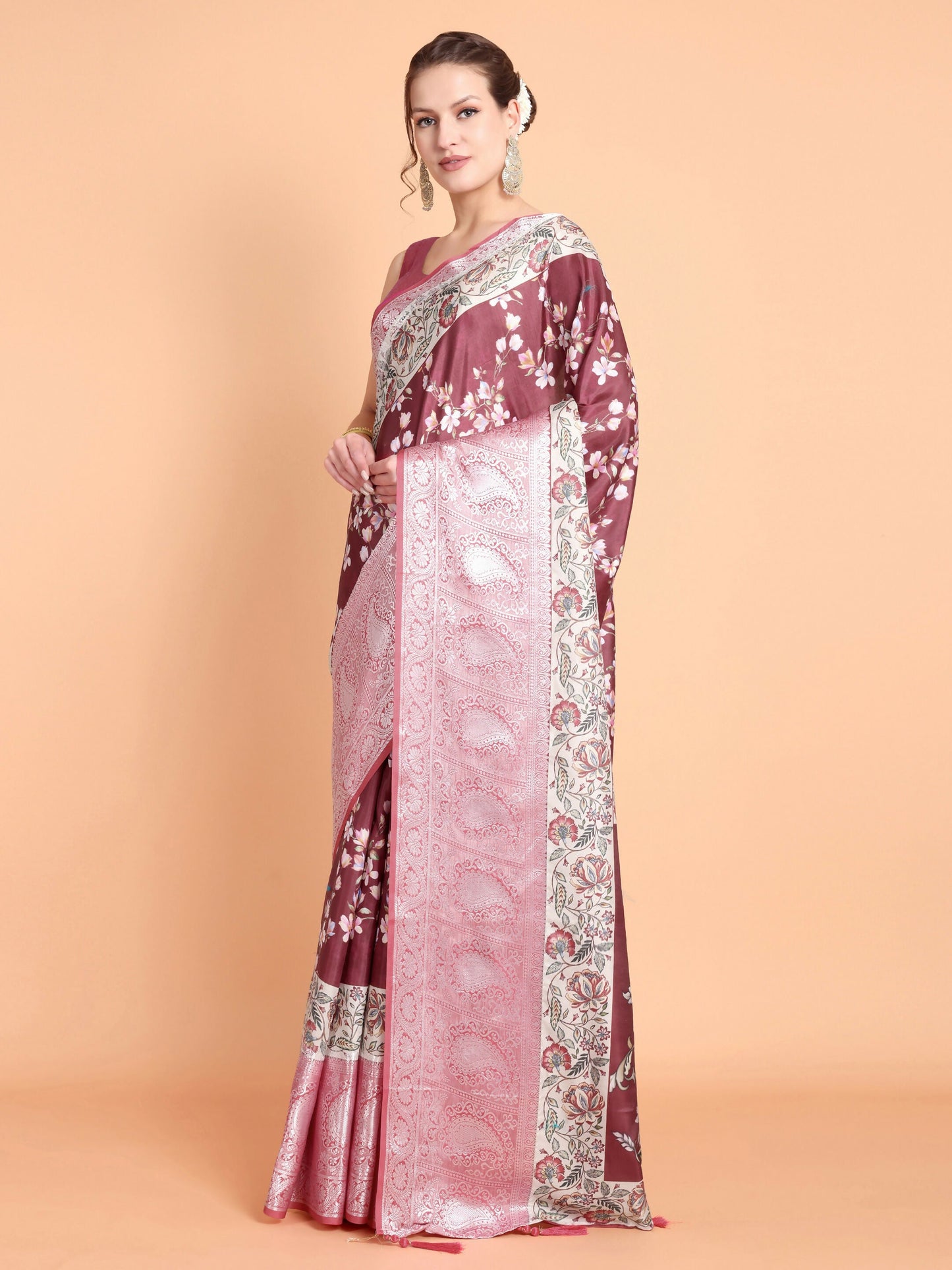Vamsee Bhavi Maroon Georgette Saree - Swadesiicart