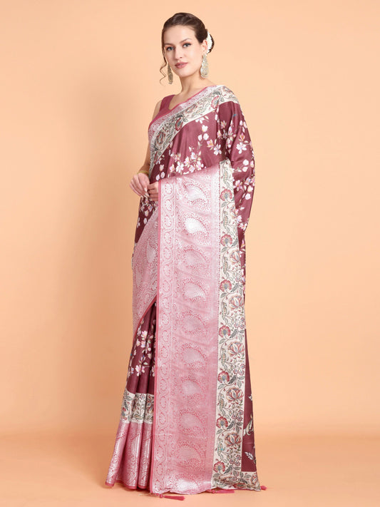 Vamsee Bhavi Maroon Georgette Saree - Swadesiicart