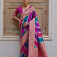 Vishnu Weaves Women's Pink Banarasi Silk Zari Woven Saree with Blouse - Swadesiicart