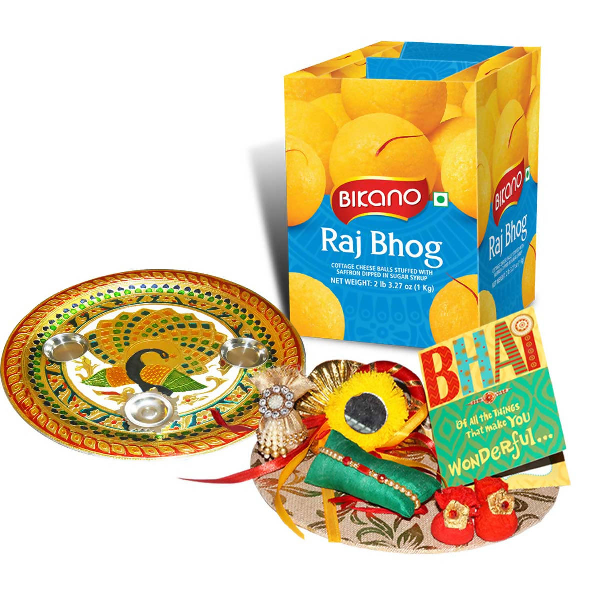 Bikano Rajbhog Rakhi Puja Thali Gifts | Swadesiicart