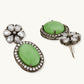 Nuyug Antique Silver Plated Crystal Studded Faux Jade Stones Embellished Necklace Set | Swadesiicart