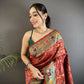Joban Fashion Red Banarasi Soft Silk Woven Saree | Swadesiicart