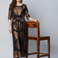 Ahalyaa Womens Black Crepe Copper Foil Printed Jumpsuit | Swadesiicart