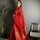 Joban Fashion Red Banarasi Soft Lichi Silk Checks & Woven Saree | Swadesiicart