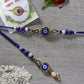 NVR Women & Men Set of 2 Blue Evil Eye Beaded Bhaiya Bhabhi Rakhi With Roli Chawal & Chocolate | Swadesiicart
