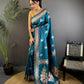 Joban Fashion Banarasi Sea Blue Woven Soft Silk Saree | Swadesiicart