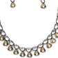 Dual Tone Kundan Neckpiece with Earrings Jewellery Set (silver) - Ruby Raang - Swadesiicart