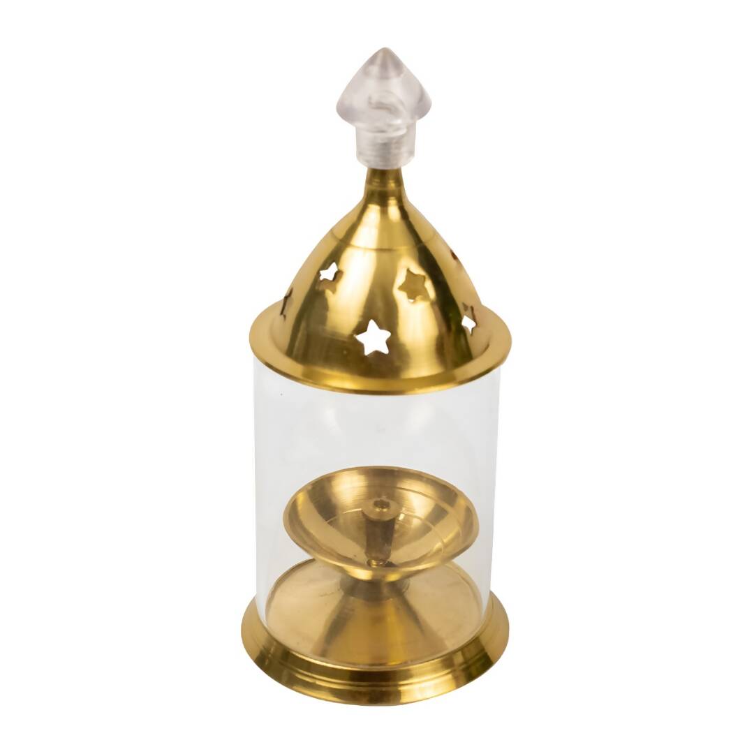 Spillbox Gold-Toned Brass Glass Udupi Diya Pooja Essential | Swadesiicart