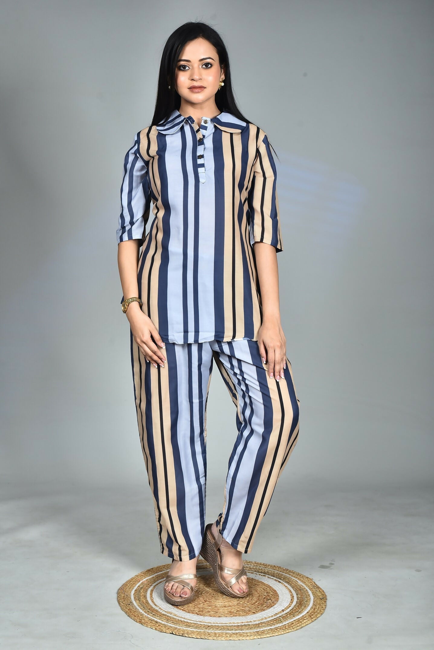 Morchari Digital Print Semi Muslin Co-Ord Set Top & Trouser-Multicolor - Swadesiicart