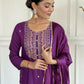 Purple Rayon Slub Stitched Suit With Dupatta - Tanisha | Swadesiicart