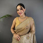 Joban Fashion Mud Brown Handloom Banarasi Organza Silk Khatali Butta Work Saree | Swadesiicart
