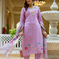 The52 Lavender Women's Gorgeous Embroidered work Viscose Gadhwal Fabric Straight Kurta, Pant and Dupatta Set - Swadesiicart