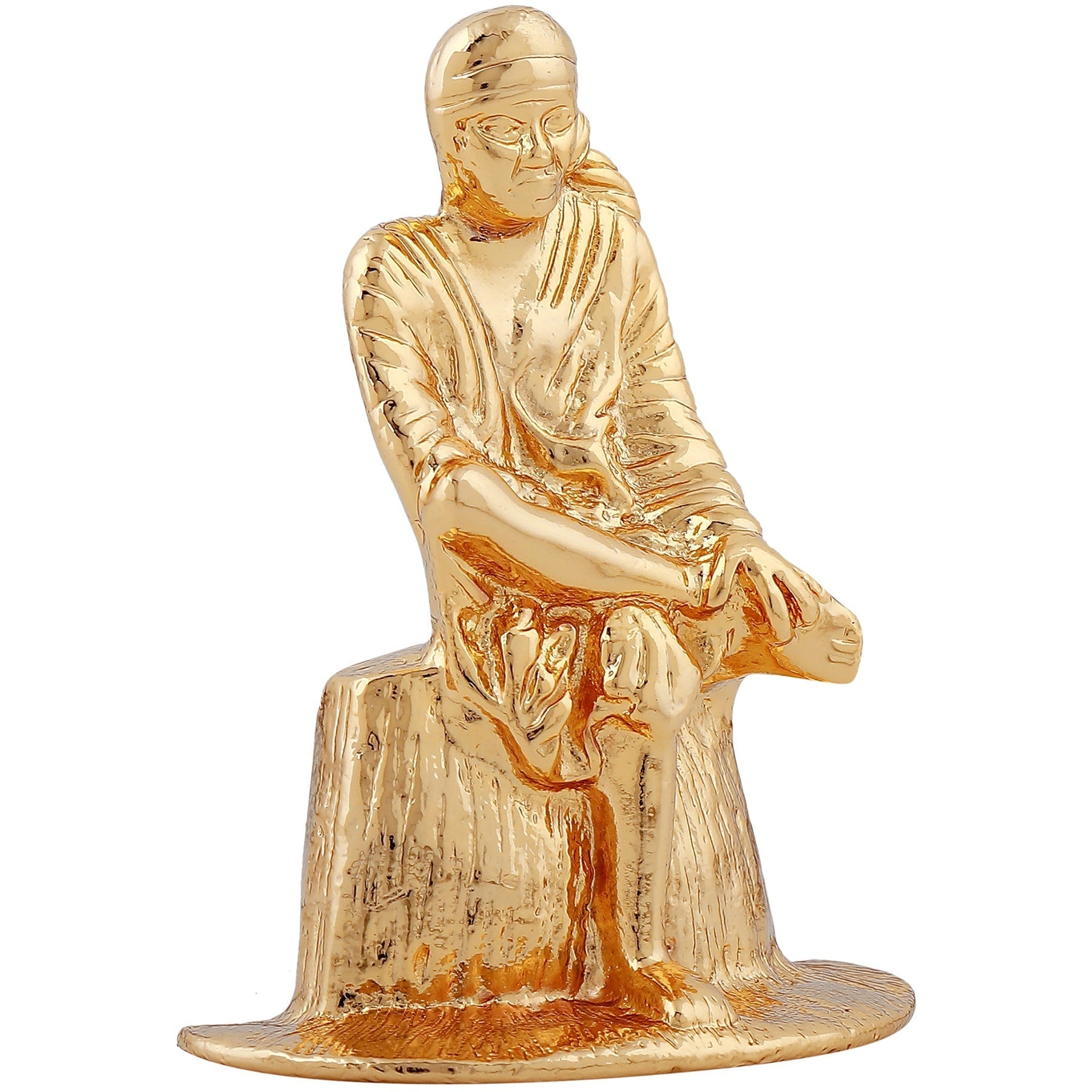 Estele Gold-Polished Divine Sirdi Sai Baba Idol with Sitting Position for Pooja/Gifts/Car decor - Swadesiicart