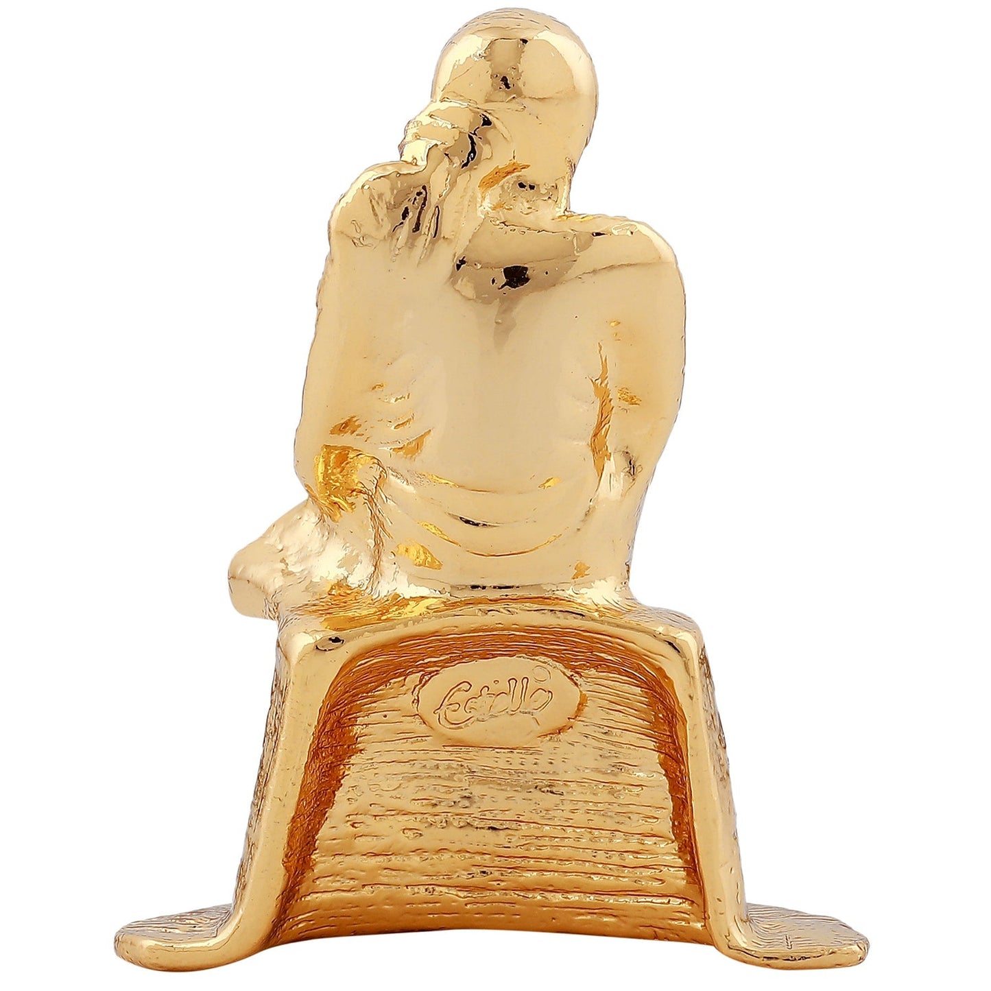 Estele Gold-Polished Divine Sirdi Sai Baba Idol with Sitting Position for Pooja/Gifts/Car decor - Swadesiicart