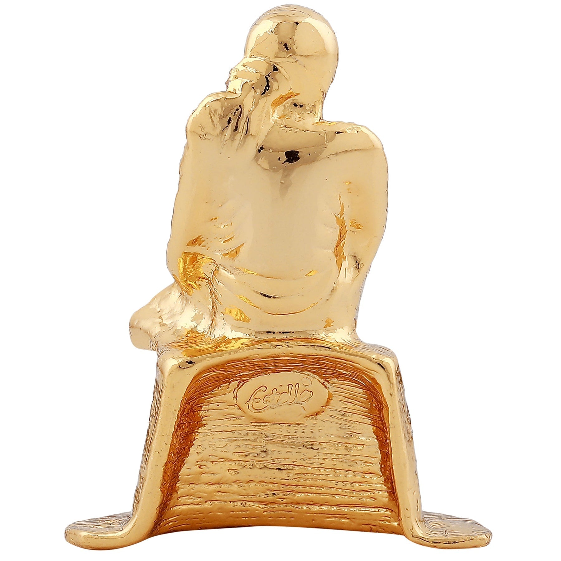 Estele Gold-Polished Divine Sirdi Sai Baba Idol with Sitting Position for Pooja/Gifts/Car decor - Swadesiicart