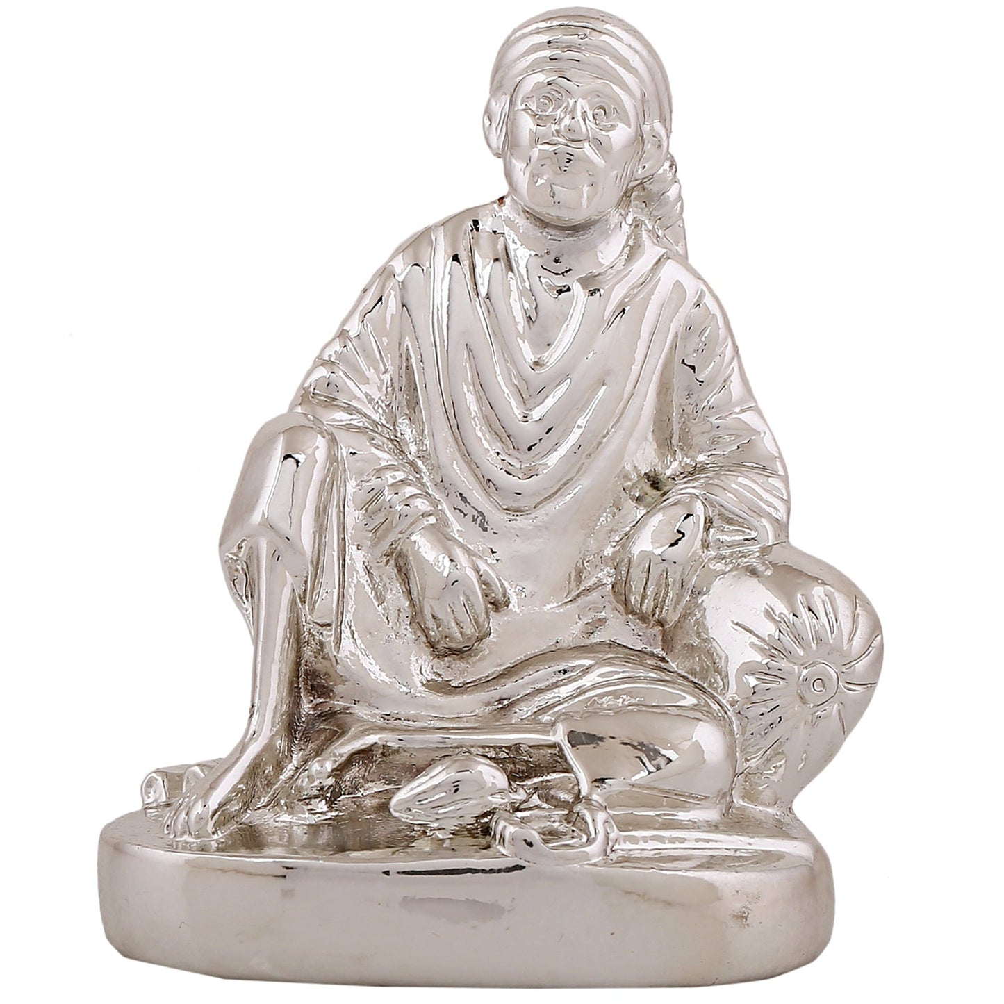 Estele Rhodium Plated Sirdi Wale Sai Baba Idol for Home/Car decor - Swadesiicart