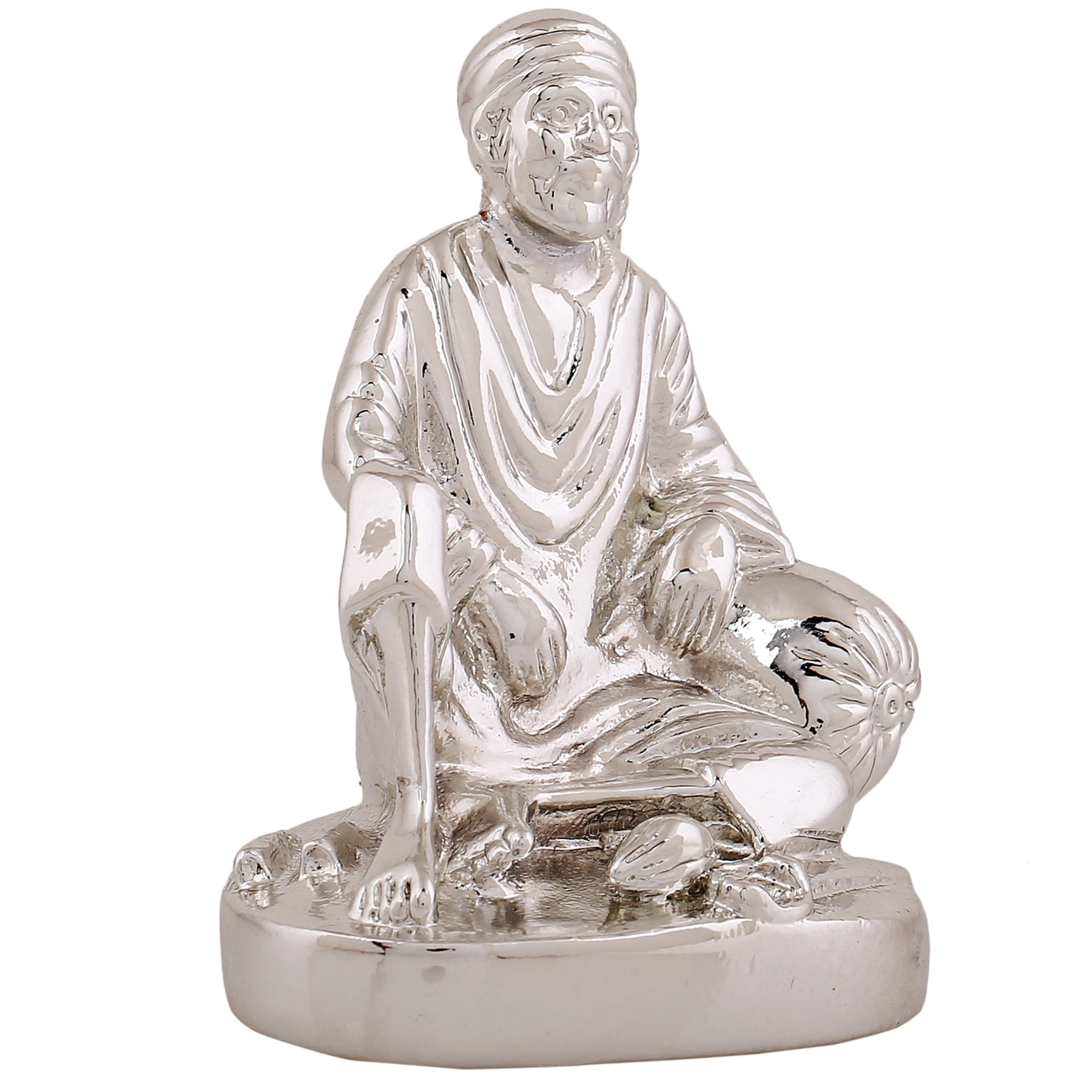 Estele Rhodium Plated Sirdi Wale Sai Baba Idol for Home/Car decor - Swadesiicart