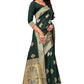 Vamika Weaving Banarasi Jacquard Green Kanjivaram Saree | Swadesiicart