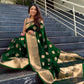 Vamika Weaving Banarasi Jacquard Green Kanjivaram Saree | Swadesiicart