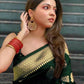 Vamika Weaving Banarasi Jacquard Green Kanjivaram Saree | Swadesiicart