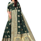Vamika Weaving Banarasi Jacquard Green Kanjivaram Saree | Swadesiicart