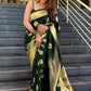 Vamika Weaving Banarasi Jacquard Green Kanjivaram Saree | Swadesiicart