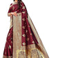 Vamika Weaving Banarasi Jacquard Maroon Kanjivaram Saree | Swadesiicart