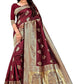 Vamika Weaving Banarasi Jacquard Maroon Kanjivaram Saree | Swadesiicart
