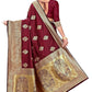 Vamika Weaving Banarasi Jacquard Maroon Kanjivaram Saree | Swadesiicart